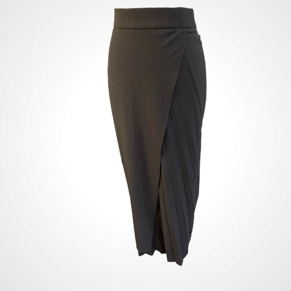 BRUNELLO CUCINELLI CHARCOAL GREY MAXI PLEATED SKIRT SIZE 6 - Picture 3 of 15